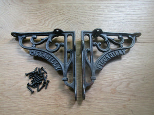 Pair Of 7x7.5inch Piccadilly Scroll Brackets Antique Iron.