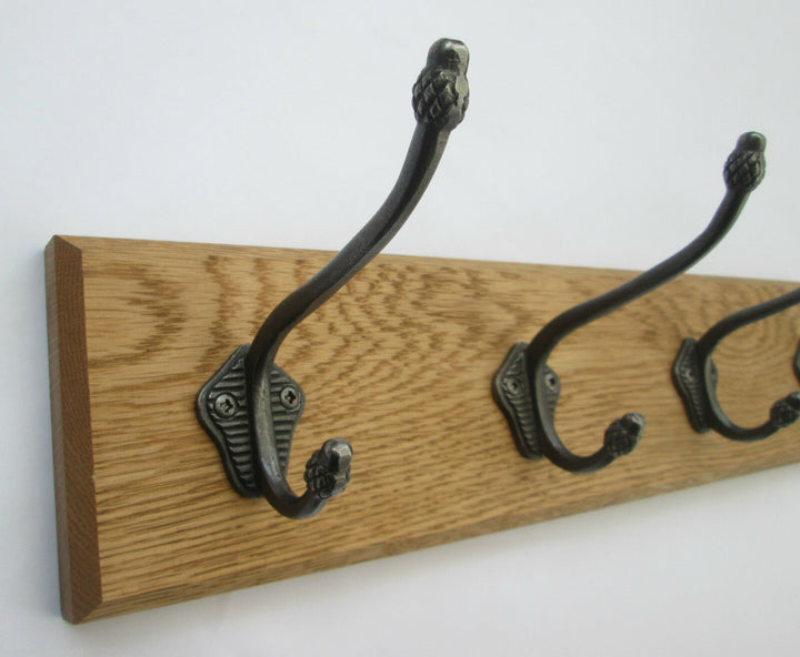 Antique Iron Pineapple Tip 10 Hook Coat Rail 108cm.