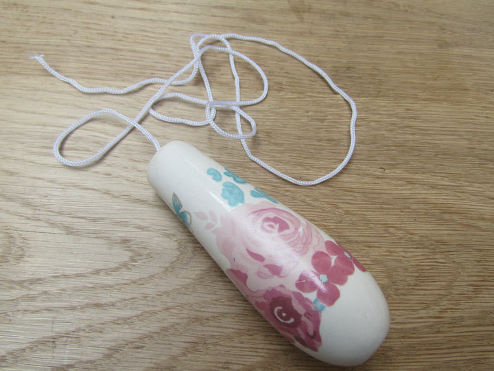 Pink Rose Bathroom Ceramic Cord Light Pull Handle.