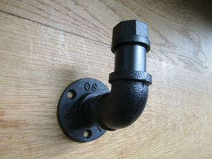 Cast Iron 3,4inch Pipe Coat Hook Peg Black Antique.