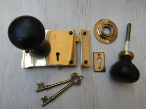 East Lake Rim Lock & Plain Bun Ebony + Brass Set.