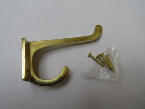 Pack Of 5 Plain Hall Stand Hat & Coat Hooks Polished Brass.