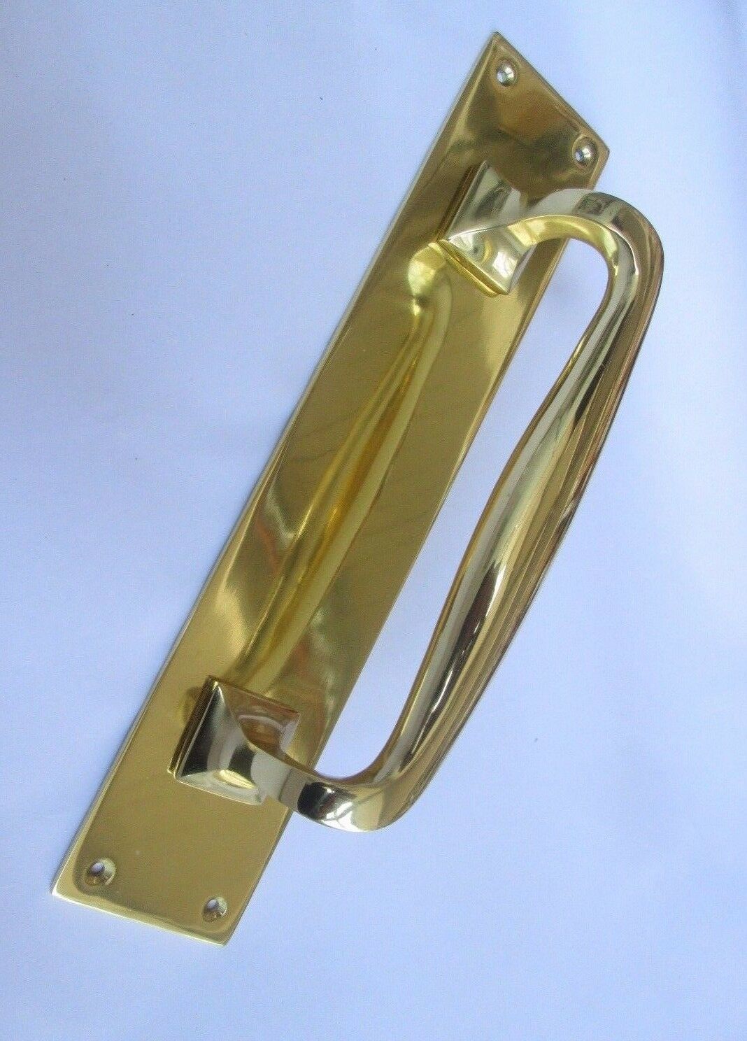 Plain Handle on Plate Cranked polished Brass12inch.