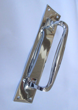Plain Handle on Plate Cranked polished chrome 12inch.