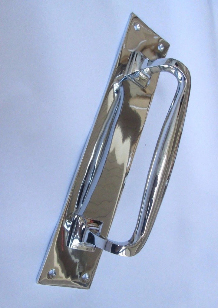 Plain Handle on Plate Cranked polished chrome 12inch.