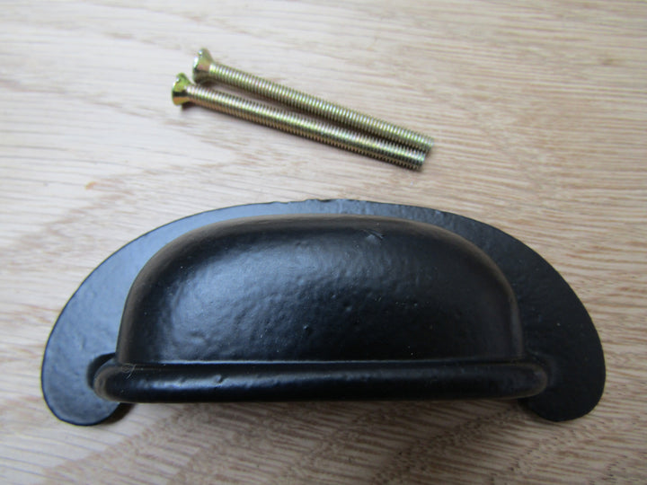 Lipped Rear Fix Cup Pull Handle Black Antique.