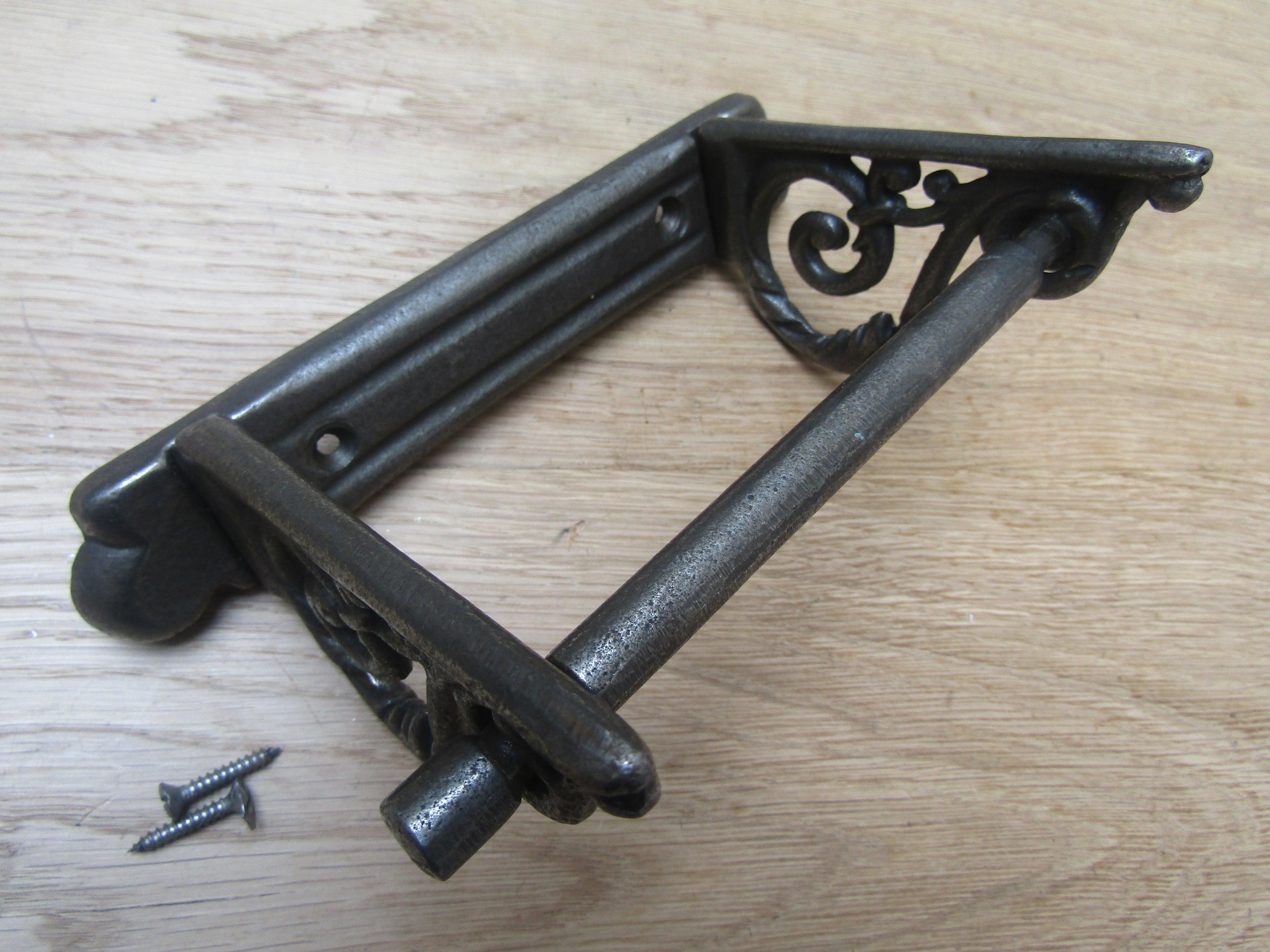 Plain Scroll Toilet Roll Holder Antique Iron.
