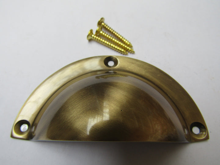 Small Victorian Cup Pull Handle Antique Brass.