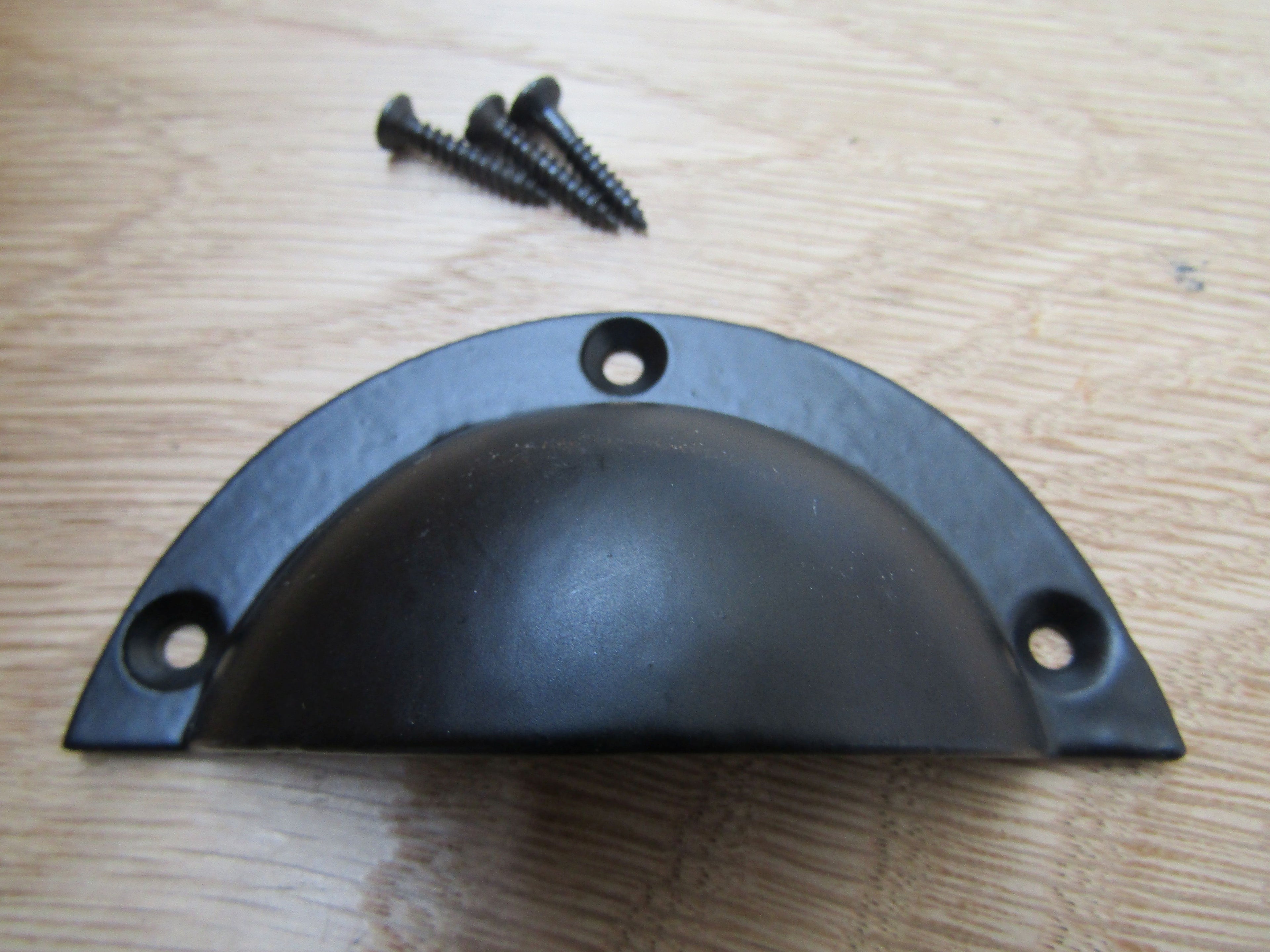 Cast Iron Small Victorian Cup Pull Handle Black Antique.