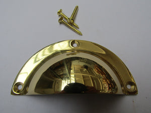 Small Victorian Cup Pull Handle Polished Brass.