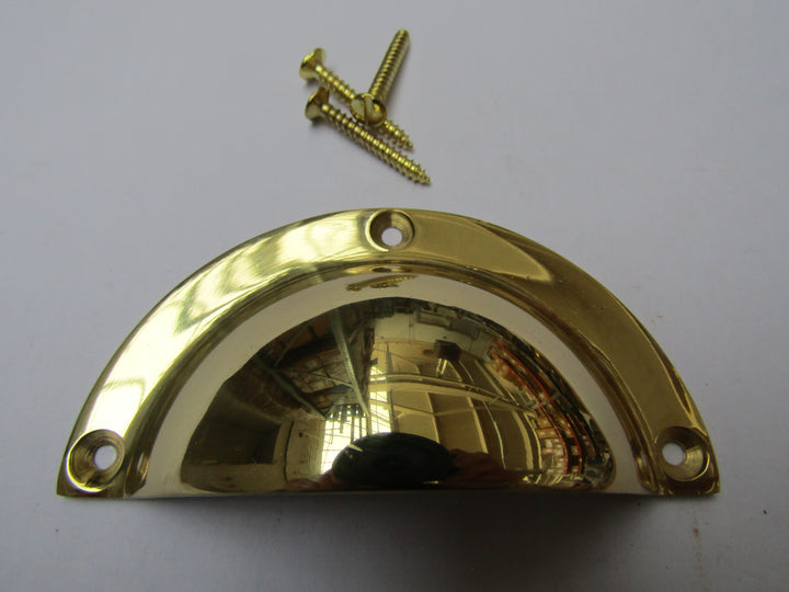 Small Victorian Cup Pull Handle Polished Brass.