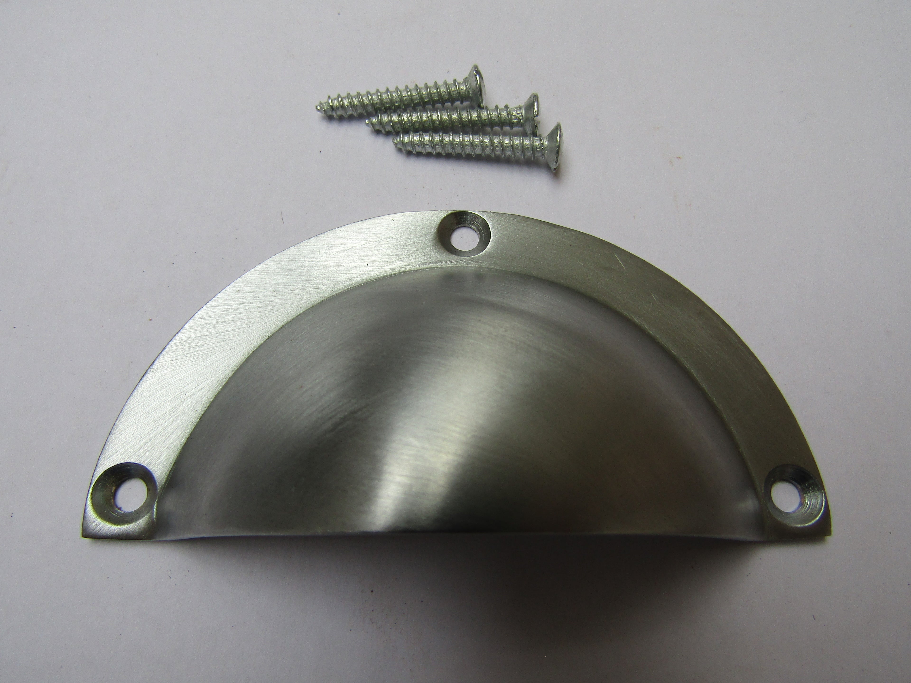 Small Victorian Cup Pull Handle Satin Chrome.