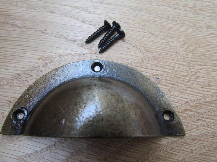 Cast Iron Small Victorian Cup Pull Handle Antique Brass.