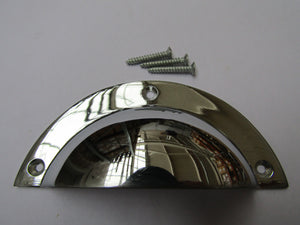 Large Plain Victorian Cup Pull Handle Polished Chrome.