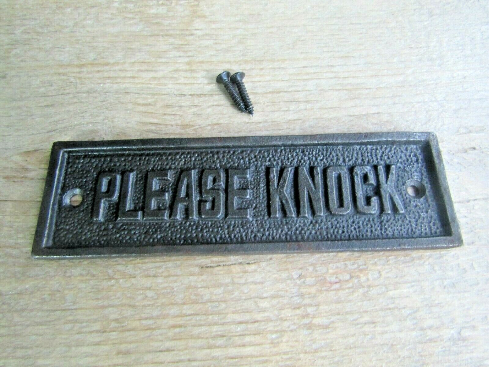Please Knock Cast Iron Plaque.