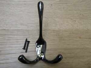 Liberty Victorian Triple Hook Polished Black Nickel.