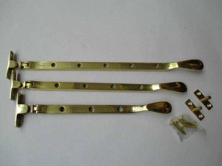 Casement Stay Arm 8inch Polished Brass.
