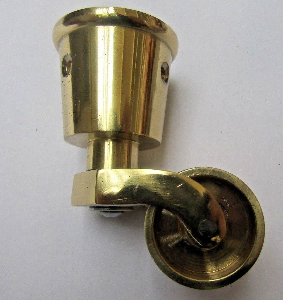 Furniture Swivel Wheel Cup Castor Polished Brass.