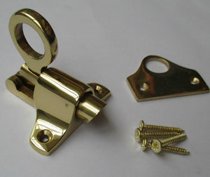 Polished Brass Attic Fanlight Catch.