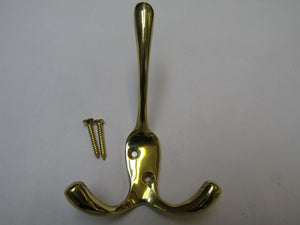 Pack Of 3 Liberty Victorian Triple Hooks Polished Brass.