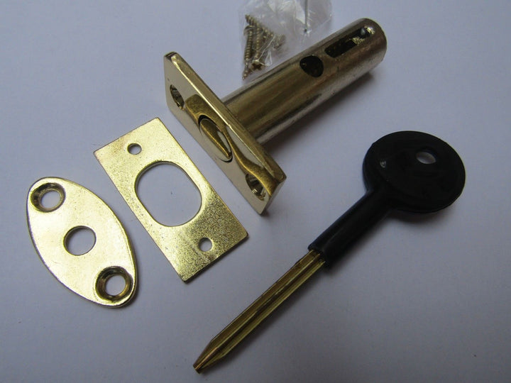 Polished Brass door Rackbolt + Key.