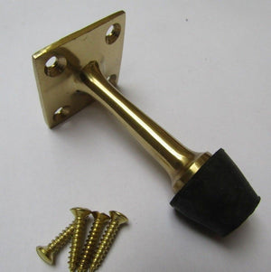 Door Stopper Square Base Projecting Polished Brass.