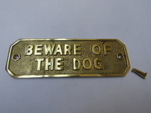 Polished Brass Beware Of The Dog Sign.