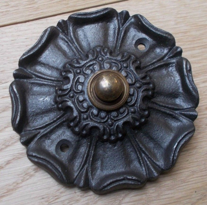 Poppy Large Bell Push Antique Iron.