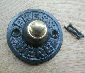 Press Embossed Round Bell Push Cast Iron.