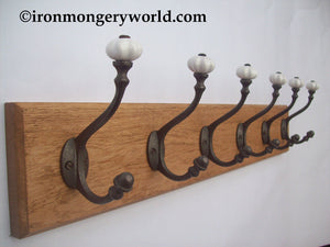 Small White Ceramic Pumpkin 3 Hook Coat Rail 38cm.