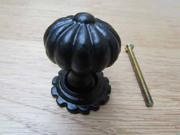 Pumpkin with Base Cupboard Knob Black Antique 32mm.
