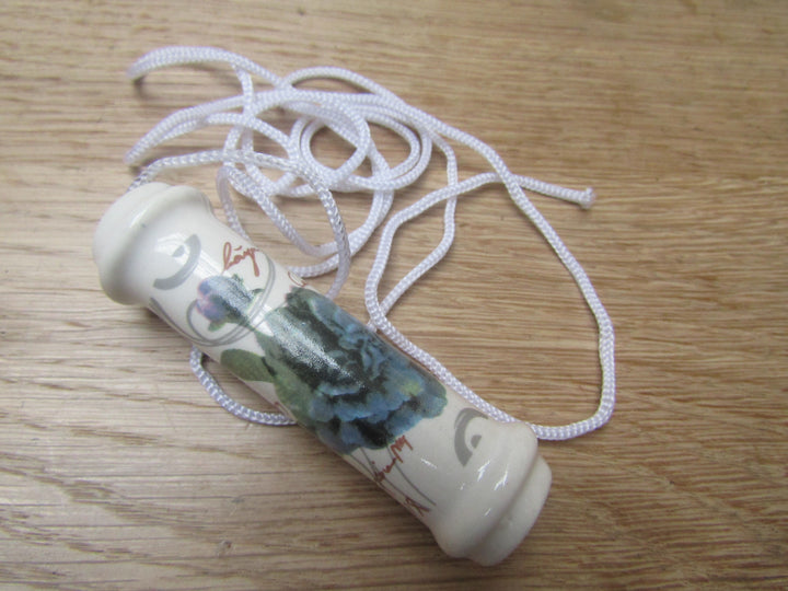 Purple Floral Bathroom Ceramic Cord Light Pull Handle.