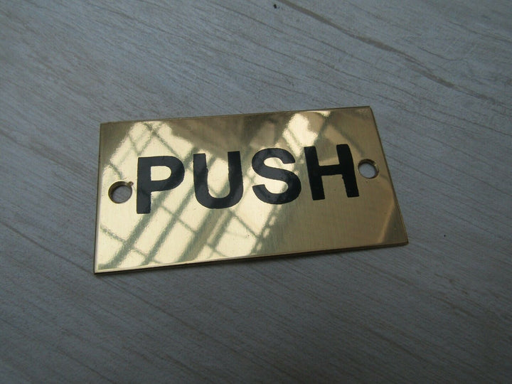 Rectangular Brass Push Door Sign.