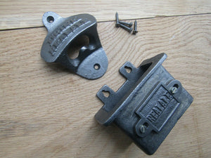 Cast Iron Real Ale Cap Opener and cap catcher.