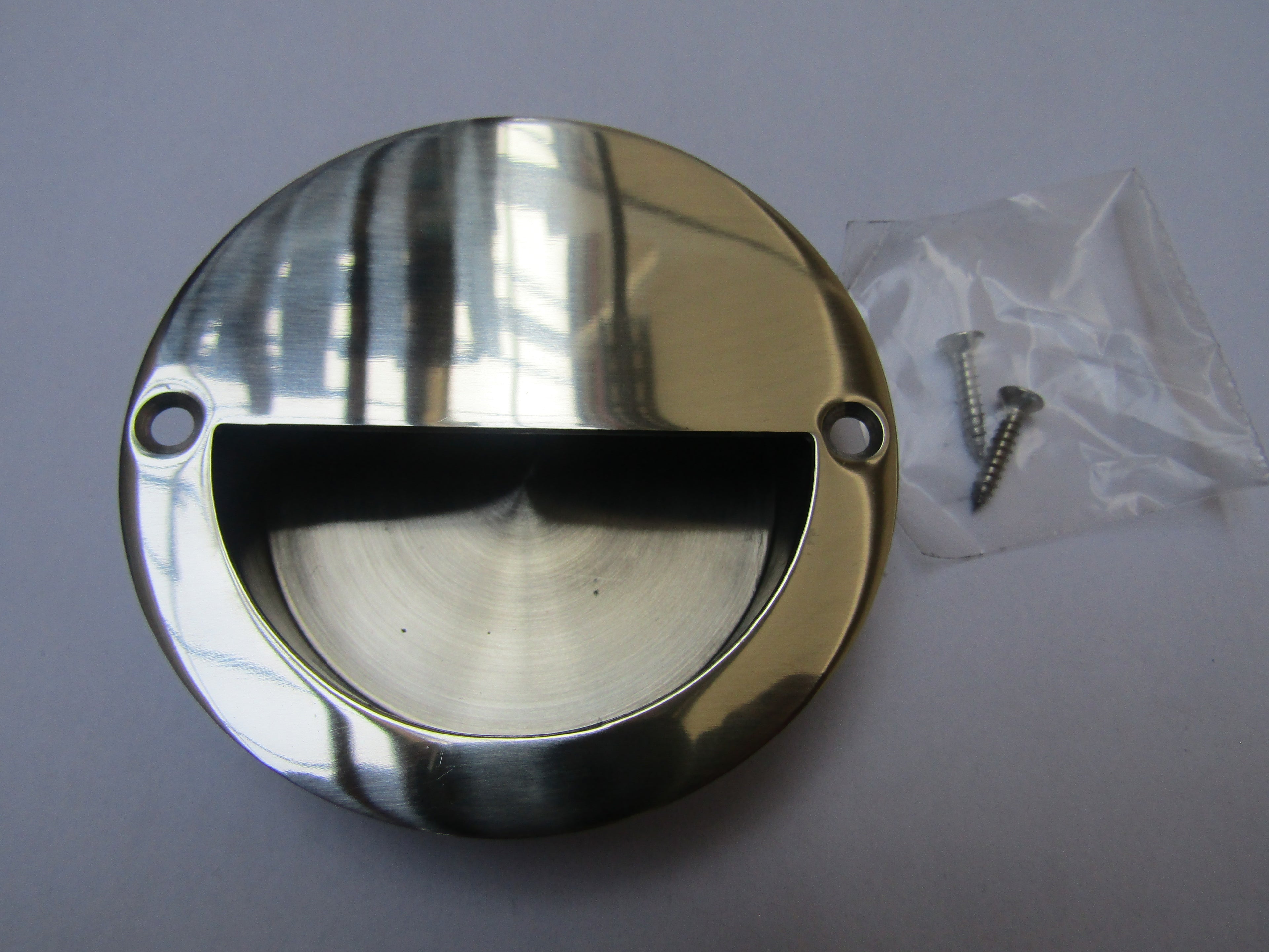 Polished Steel Large 90mm Recessed Handle.
