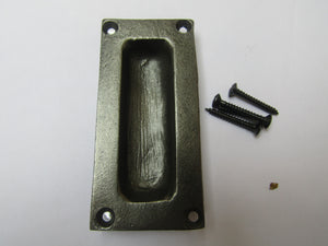 90mm Rectangular Recessed Slide Handle Antique Iron.