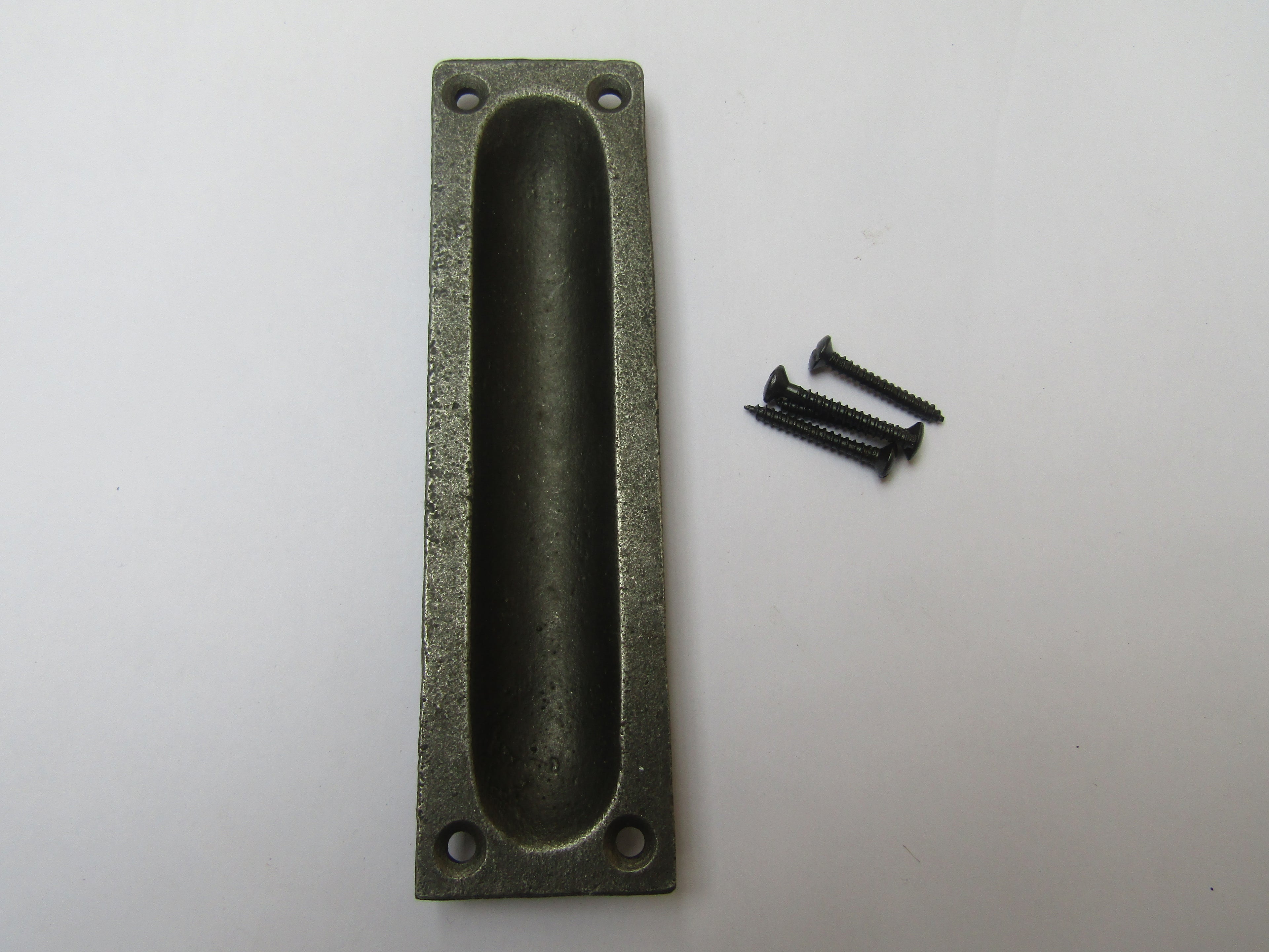 10inch Rectangular Recessed Slide Handle Antique Iron.