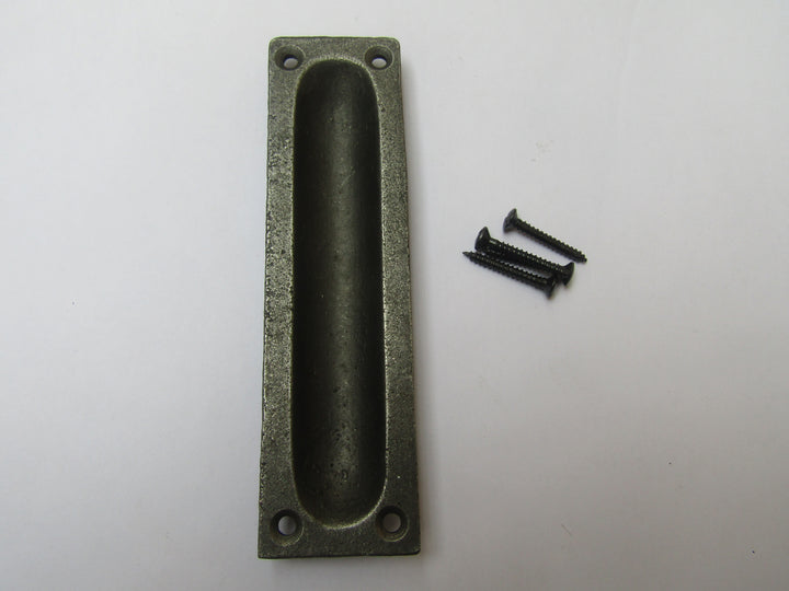 10inch Rectangular Recessed Slide Handle Antique Iron.
