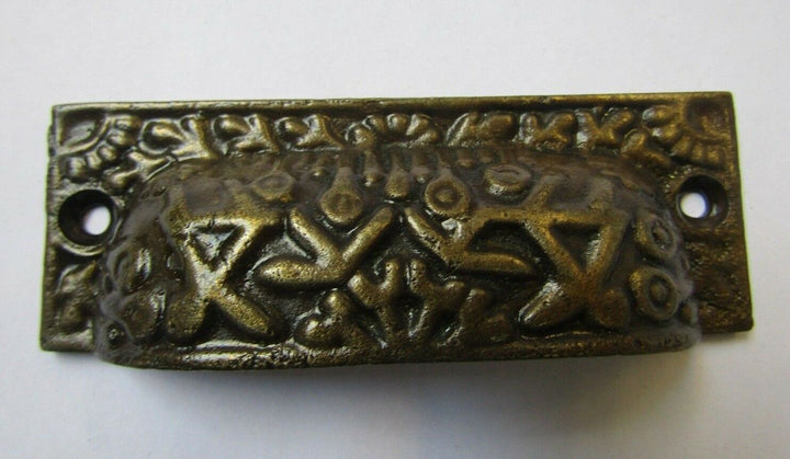 Rectangular Inca Cup handle Antique Brass on Iron.