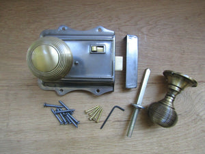 Olde Latch Antique Iron & Reeded Rim Antique Brass Set.