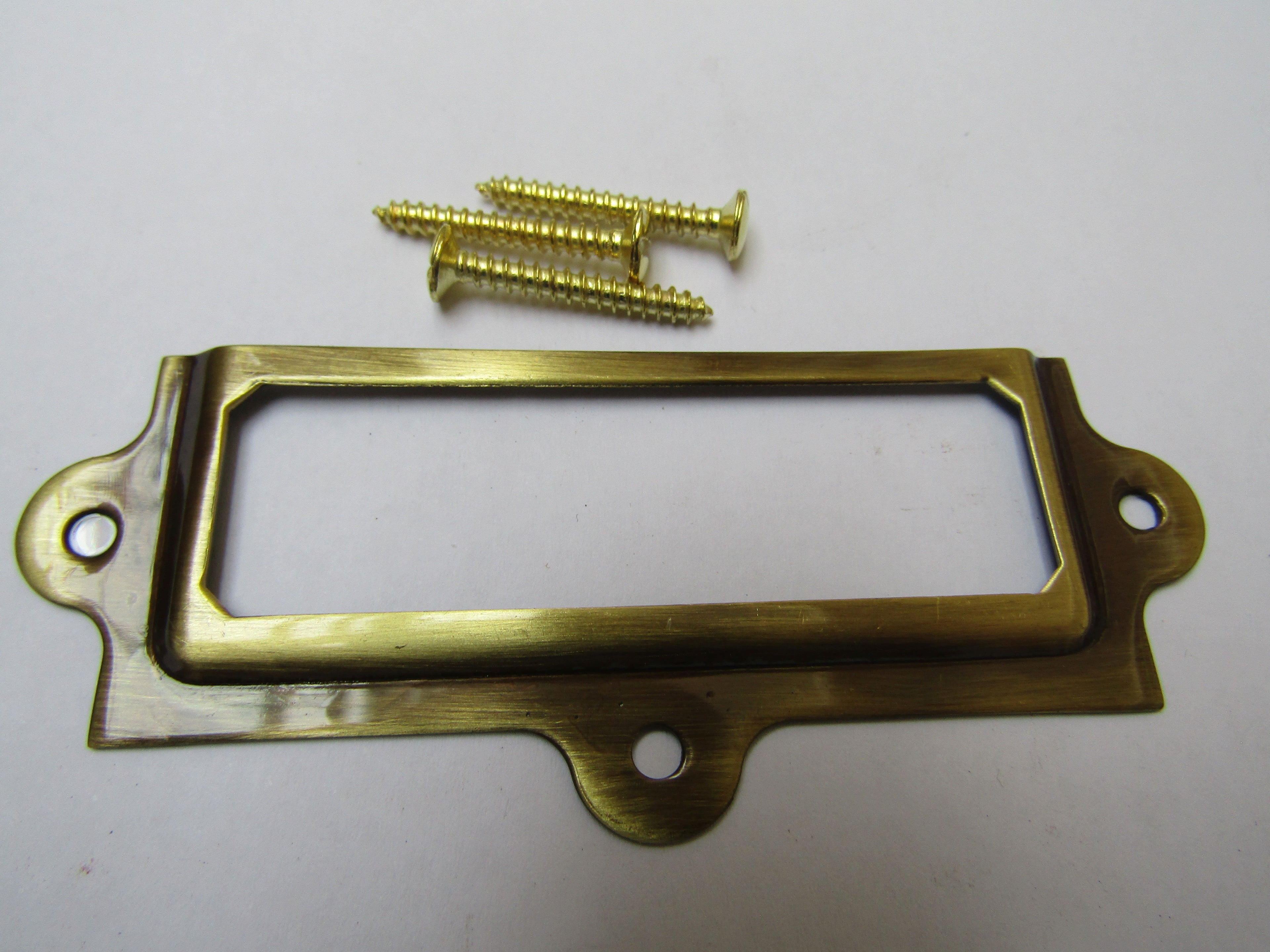 Small Retro Filing Cabinet Card Holder antique brass.