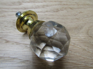 Glass Faceted Crystal Cabinet Knob Brass 32mm.