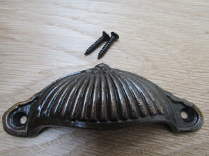 Ridged Cup Pull Handle Antique Copper.