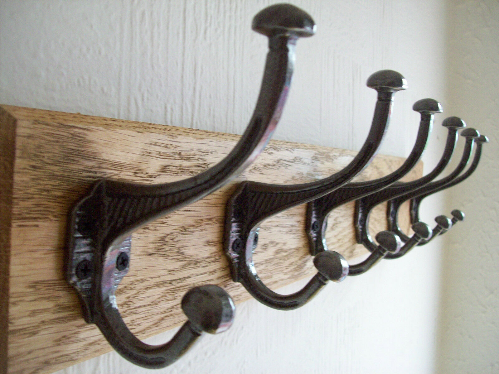 Antique Iron Ridged Coat Hook Rail.