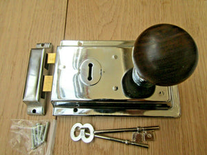 6inch Rim Lock Chrome & Plain Bun Teak + Chrome Set.