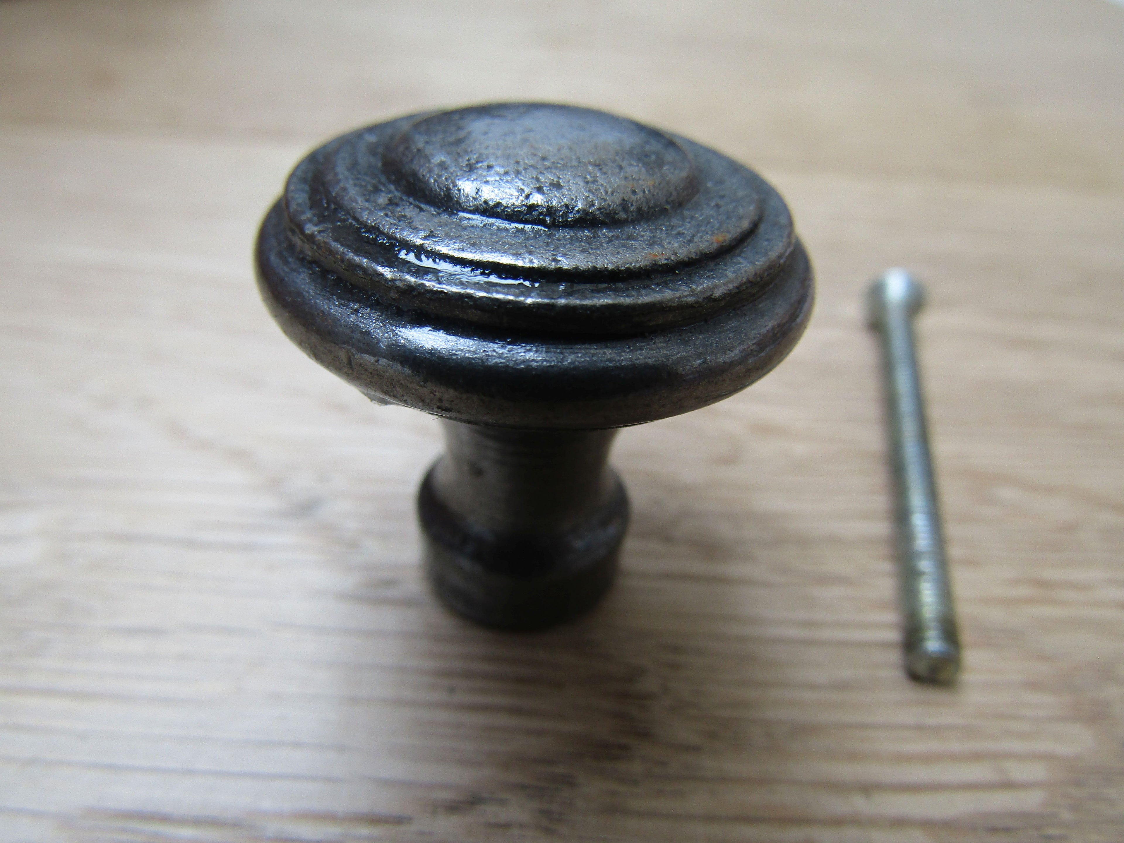 Rimmed Cabinet Knob Antique Iron.