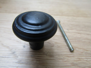 Rimmed Cabinet Knob Black Antique.
