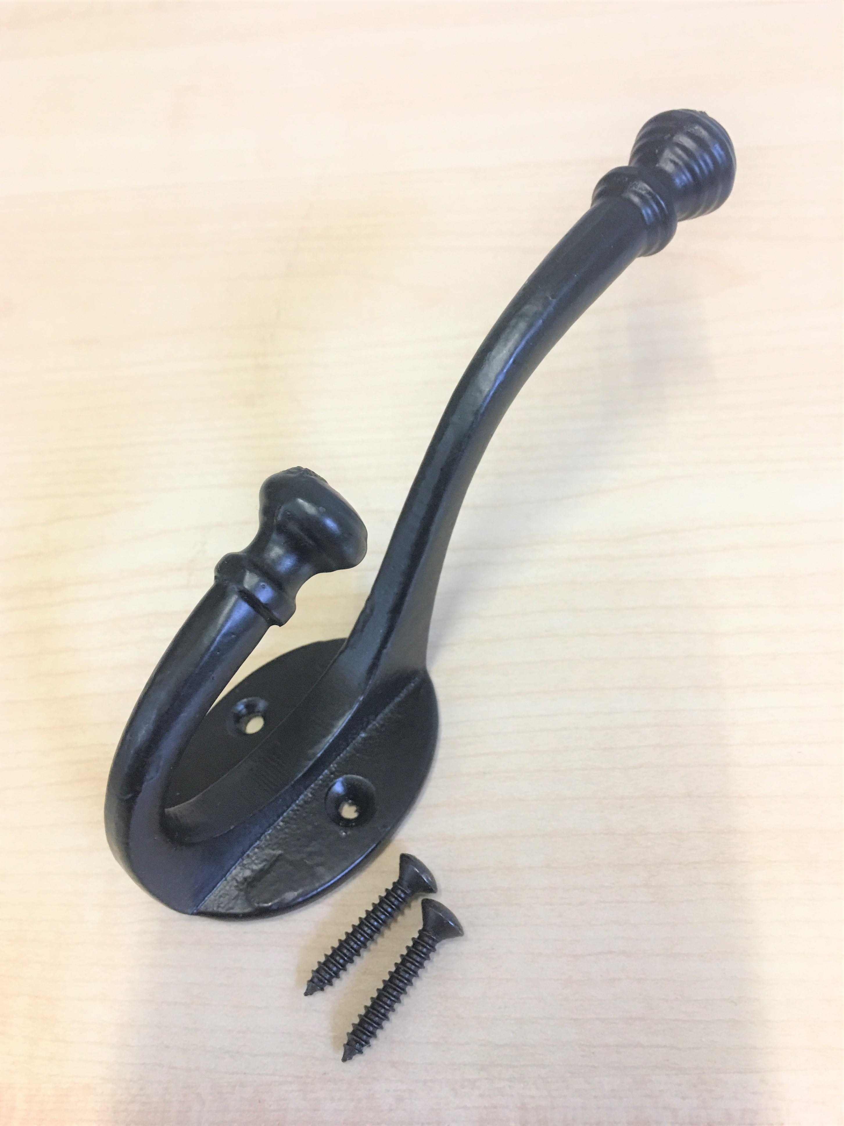 Rimmed Old English Coat Hook Black Antique.