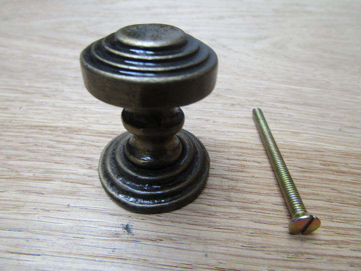 Rimmed with Backplate Cabinet Knob Antique Brass 32mm.