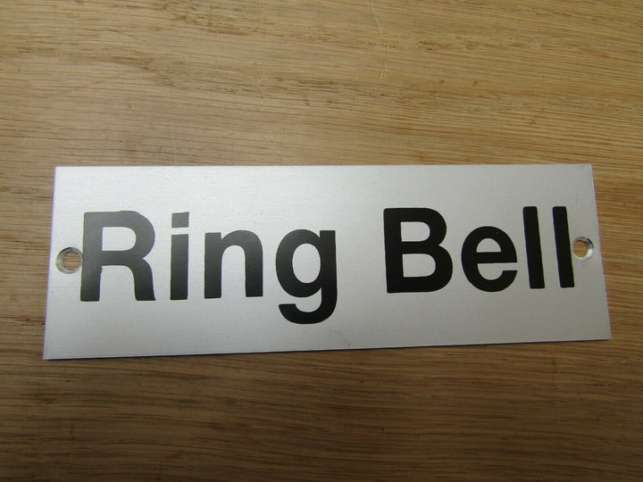 Rectangular Satin Aluminium Ring Bell Door Sign.